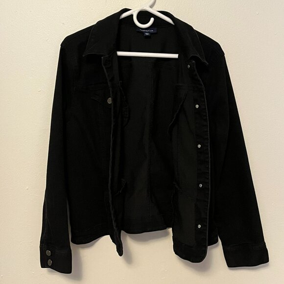 Charter Club Jacket Jean Jacket Black Jean Jacket Size XL - Picture 3 of 5